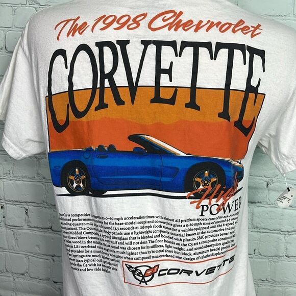 Chevrolet 1998 Corvette Convertible White T-Shirt NWT Small - Picture 3 of 8